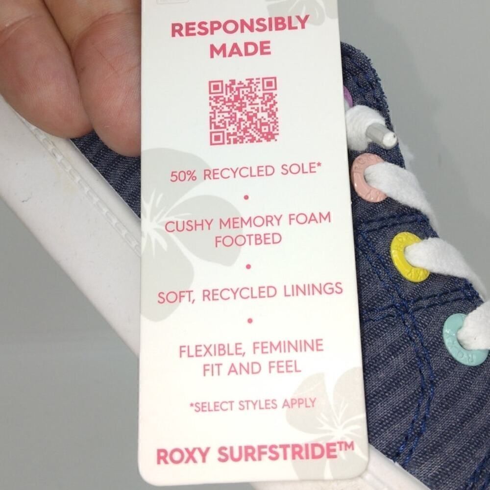 Roxy Bayshore Plus Surfstride Girls NEW w/Tags Navy Slip-on Sneakers - sz. 1 - Picture 6 of 7